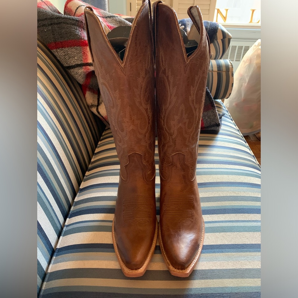 COPY - Freebird Tan and Brown Heeled Boots Western Style